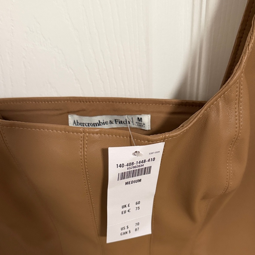 Abercrombie & Fitch Tan Faux Leather Crop Top - Picture 2 of 4